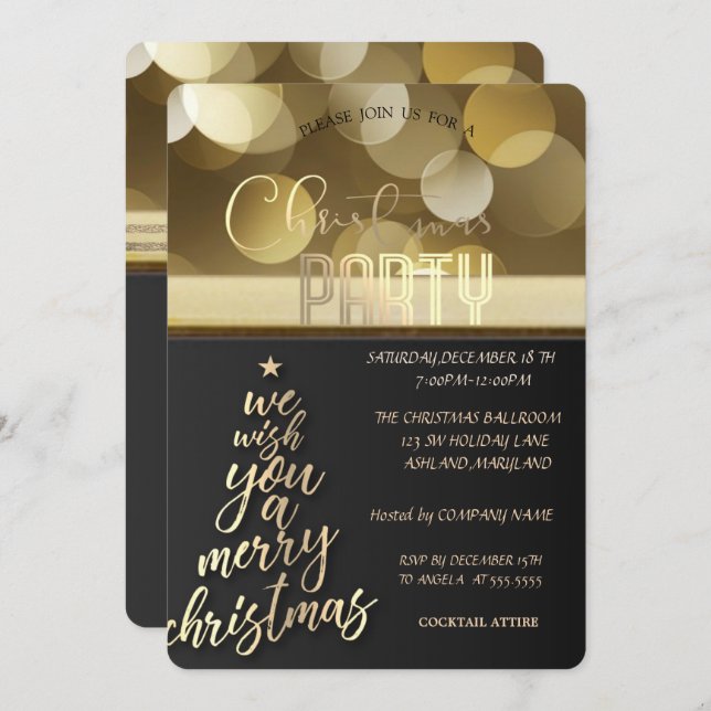 We Wish You A Merry Christmas,Christmas Tree Party Invitation (Front/Back)