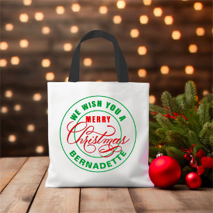 We Wish You A Merry Christmas Custom Name Tote Bag