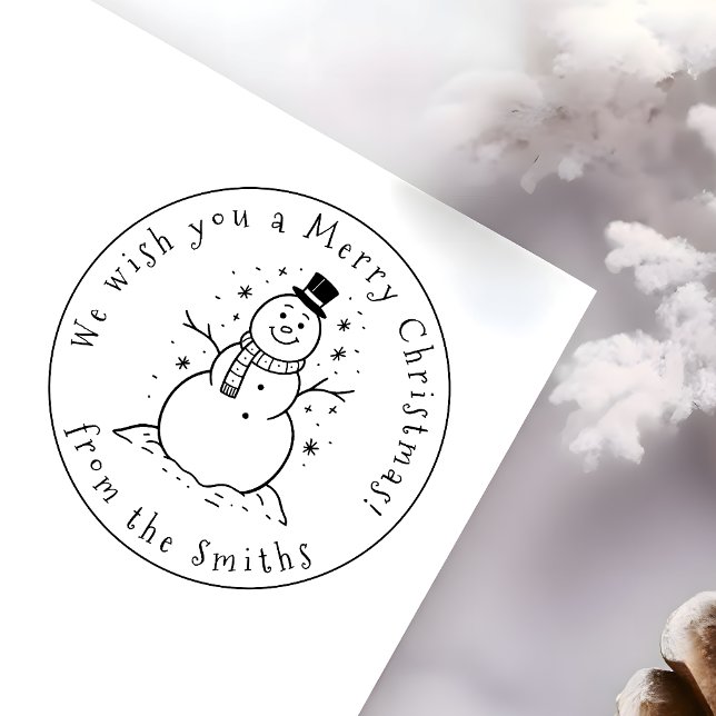 We wish you a Merry Christmas Cute Snowman in Hat Self-inking Stamp (Creator Uploaded)