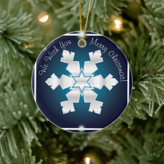 We Wish You a Merry Christmas! Happy New Year Ceramic Ornament (Tree)