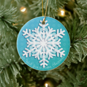 We Wish You a Merry Christmas! Happy New Year! Ceramic Ornament