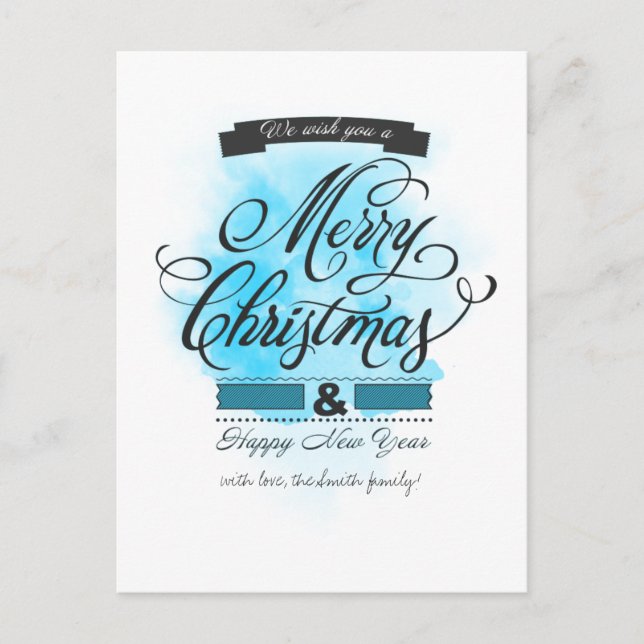 We wish you a Merry Christmas & Happy New Year Holiday Postcard (Front)
