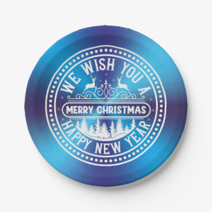 We Wish You A Merry Christmas Happy New Year Paper Plate