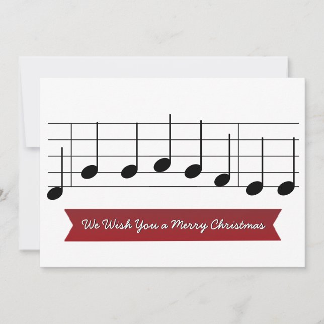 We Wish You a Merry Christmas Music Note Red Song Holiday Card (Front)