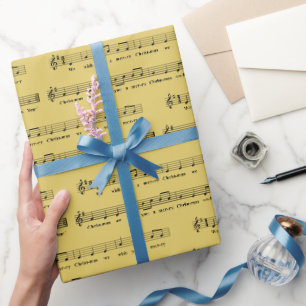 We Wish You a Merry Christmas Musical Sand Yellow Wrapping Paper