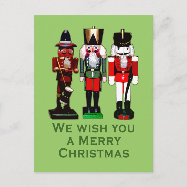 We Wish You a Merry Christmas Nutcrackers Holiday Postcard (Front)