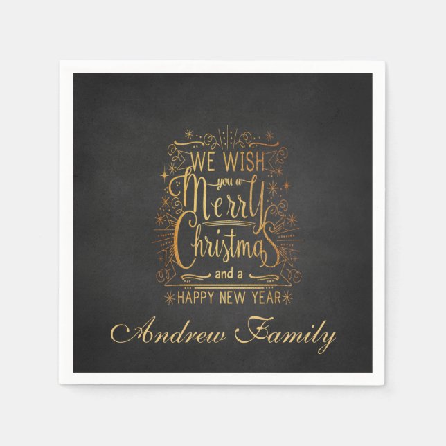 We Wish You A Merry Christmas personalised Napkin (Front)