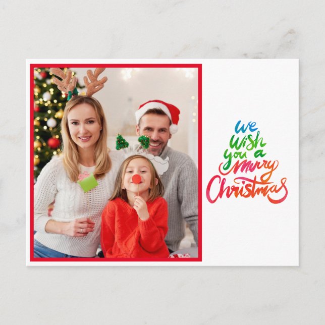 We Wish You a Merry Christmas Photo Script Postcard (Front)