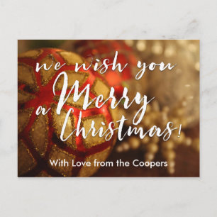 We Wish You a Merry Christmas Photo Typography Holiday Postcard