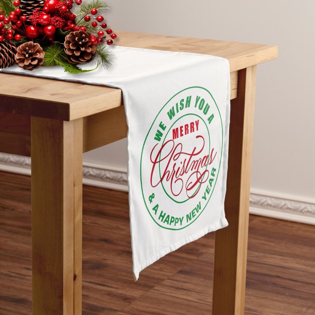 We Wish You A Merry Christmas Red and Green Medium Table Runner (Creator Uploaded)