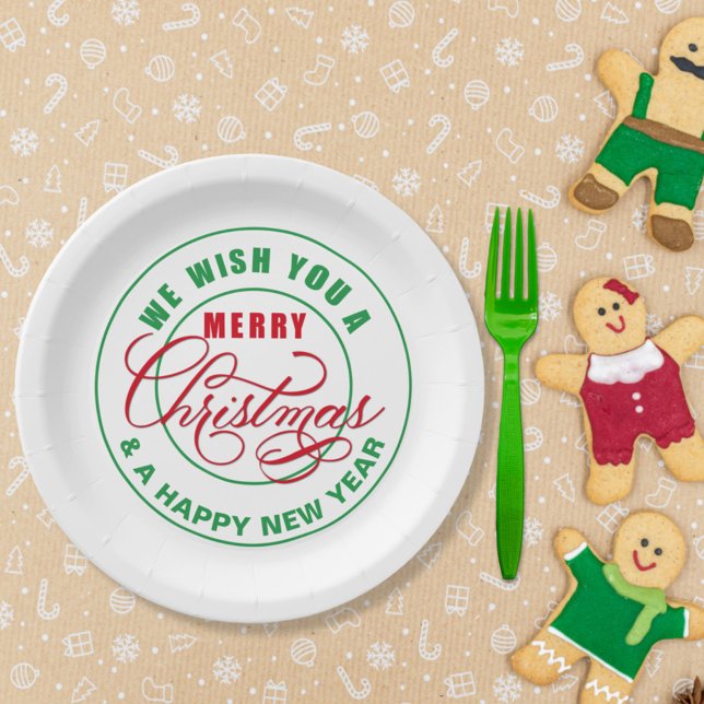 We Wish You A Merry Christmas Red and Green Paper Plate (Creator Uploaded)