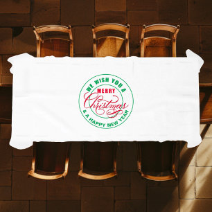 We Wish You A Merry Christmas Red and Green Tablecloth