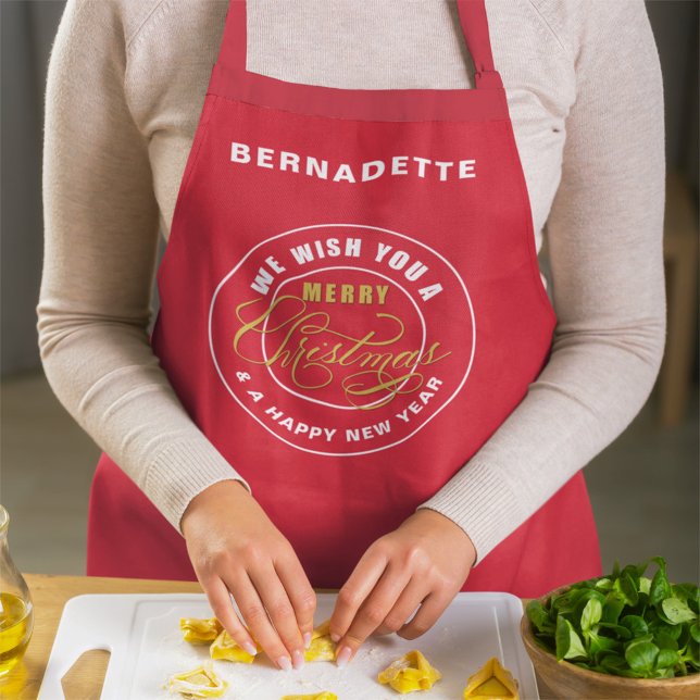 We Wish You a Merry Christmas Red  Apron (Creator Uploaded)