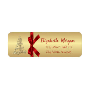 We Wish You A Merry Christmas,Red Bow Return Address Label