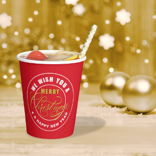 We Wish You a Merry Christmas Red  Paper Cups