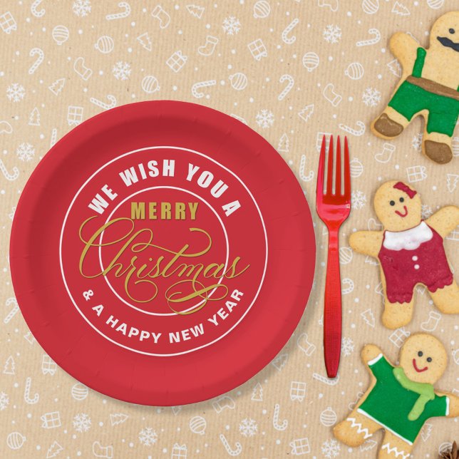 We Wish You a Merry Christmas Red  Paper Plate (Creator Uploaded)