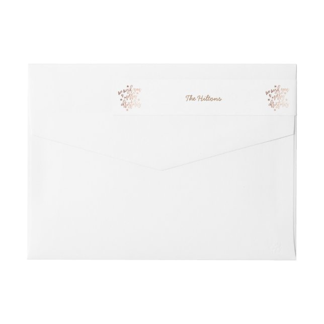 We Wish You A Merry Christmas Rose Foil Address Wrap Around Label (Back)