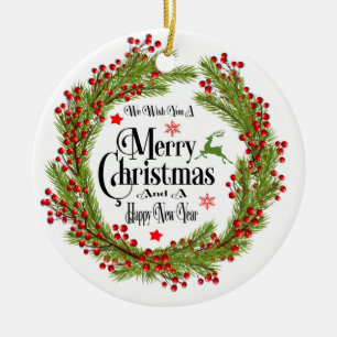 We Wish You A Merry Christmas Round Ornament