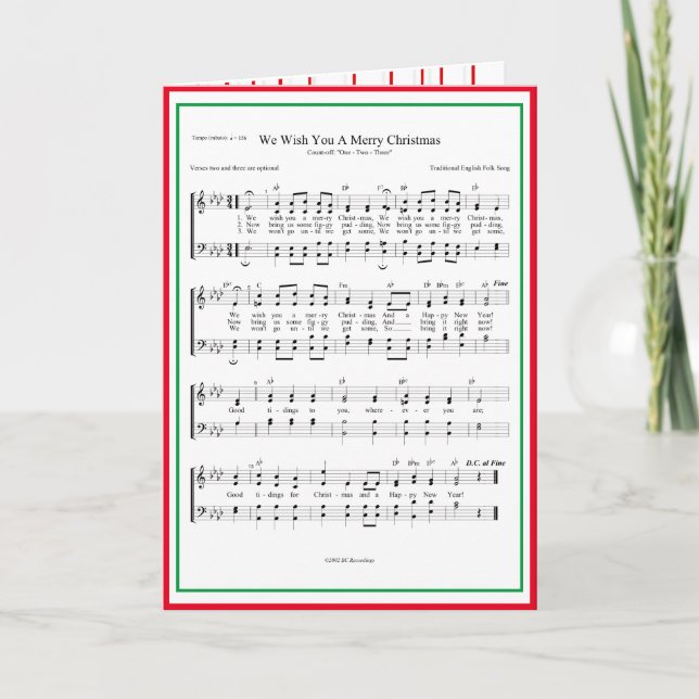 We Wish You A Merry Christmas Sheet Music Holiday Card (Front)