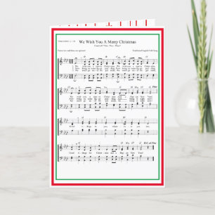 We Wish You A Merry Christmas Sheet Music Holiday  Card