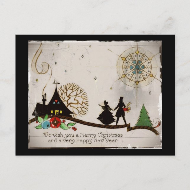 We Wish You a Merry Christmas Silhouette Holiday Postcard (Front)