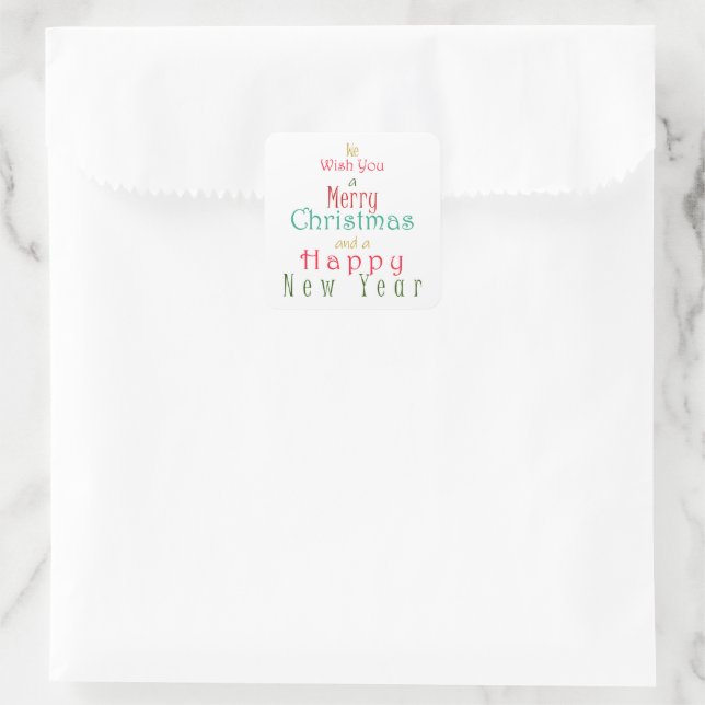 "We Wish You a Merry Christmas"  Square Sticker (Bag)