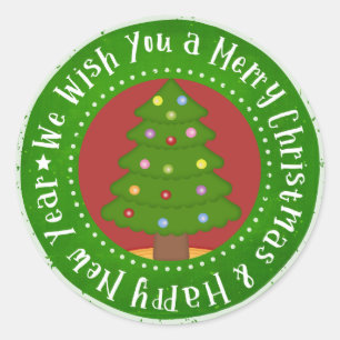 We Wish You a Merry Christmas Tree Classic Round Sticker