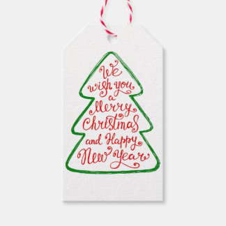 We Wish You a Merry Christmas Tree Greetings Gift Tags