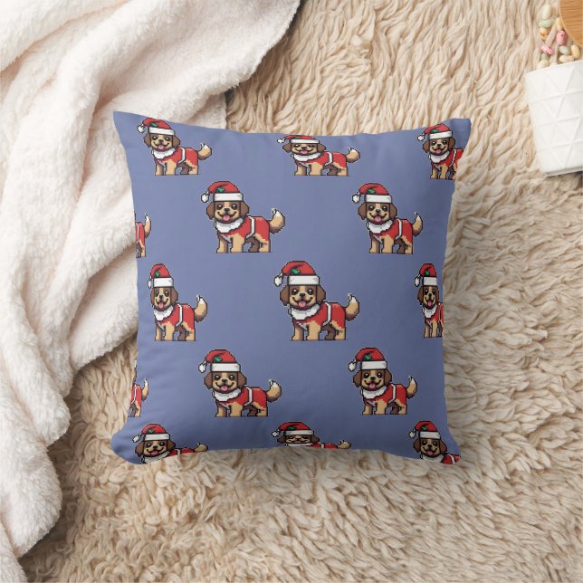 We wish you a merry christmas with cute dog santa  cushion (Blanket)