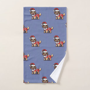We wish you a merry christmas with cute dog santa hand towel