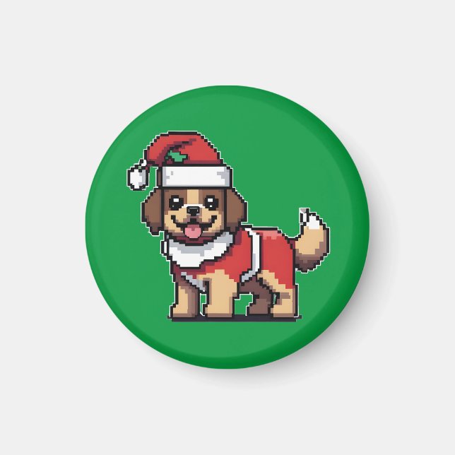 We wish you a merry christmas with cute dog santa  magnet (Front)