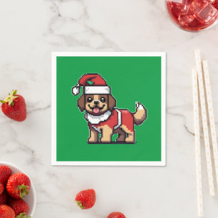 We wish you a merry christmas with cute dog santa napkin