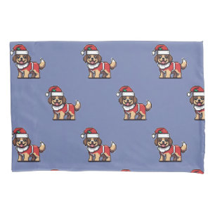 We wish you a merry christmas with cute dog santa pillowcase