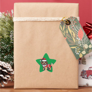 We wish you a merry christmas with cute dog santa star sticker