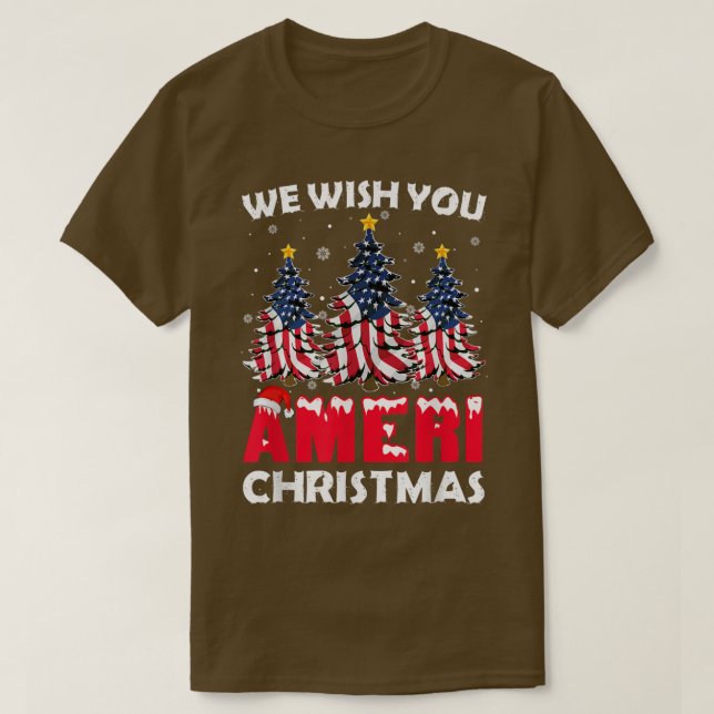 We Wish You Ameri Christmas Funny Merry Christmas  T-Shirt (Design Front)