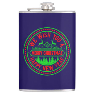 We Wish You Merry Christmas Happy New Year-13395 Hip Flask