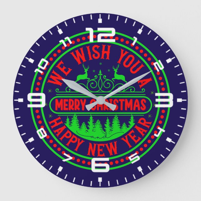We Wish You Merry Christmas Happy New Year-13395 Large Clock (Front)