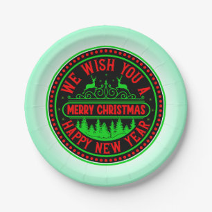 We Wish You Merry Christmas Happy New Year-13395 Paper Plate