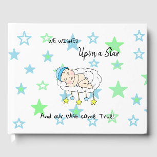 We Wished Upon a Star Boy's Baby Shower Blue Guest Book