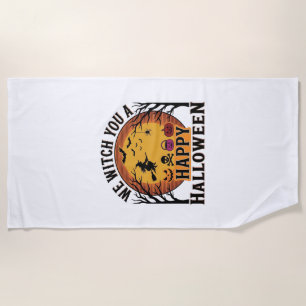 We Witch You a Happy Halloween Vintage Beach Towel