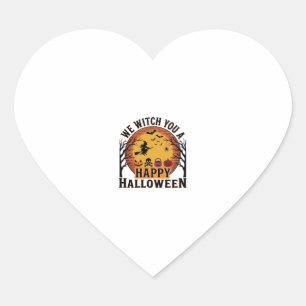 We Witch You a Happy Halloween Vintage Heart Sticker
