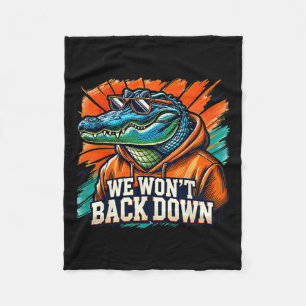 We Won't Back Down Blue And Orange Gator White Fleece Blanket
