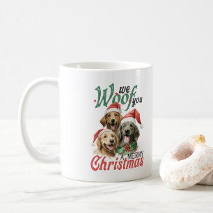 We Woof You A Merry Christmas Vintage Typography Coffee Mug