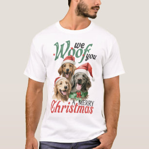 We Woof You A Merry Christmas Vintage Typography T-Shirt
