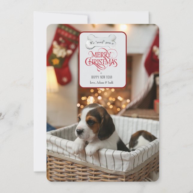 We "Woof" You Holiday Photo Card (Front)