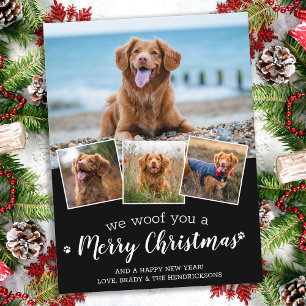 We Woof You Merry Christmas Dog Pet Photo Collage  Holiday Postcard