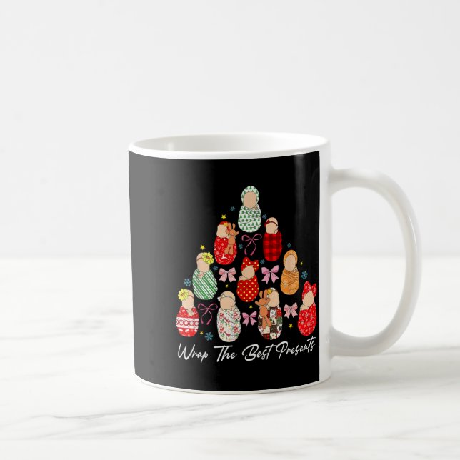 We Wrap The Cutest Mother Baby Nurse Christmas Tre Coffee Mug (Right)