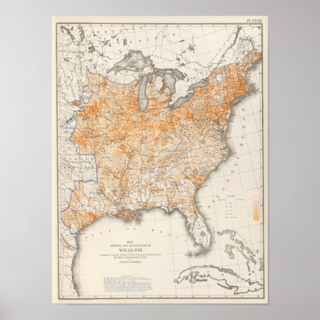 Wealth Distribution, Statistical US Lithograph Poster (Front)