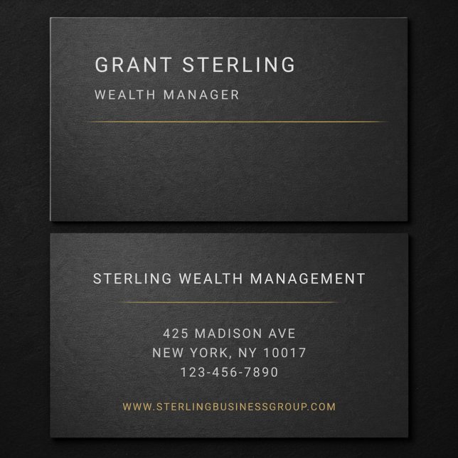 Wealth Manager Black Professional  Business Card (Creator Uploaded)