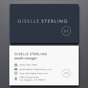 Wealth Manager Luxury Navy Blue Modern  Business Card